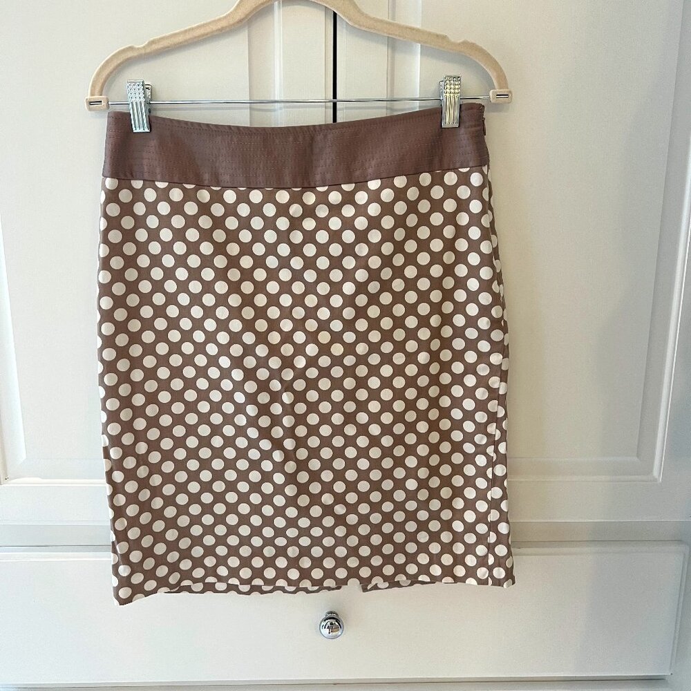 Taupe/Cream The Limited Polka Dot Pencil Skirt